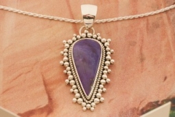 Artie Yellowhorse Genuine Sugilite Sterling Silver Pendant